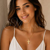 Dije Religioso 05.213.0192 Oro Laminado, Diseño de Cruz, Pulido, Tono Dorado