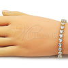 Pulsera Tennis 03.284.0064.08 Oro Laminado, Diseño de Corazon, con Zirconia Cubica Blanca, Pulido, Dorado