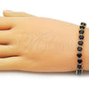 Pulsera Tennis 03.284.0064.4.08 Oro Laminado, Diseño de Corazón, con Negro Zirconia Cubica, Pulido, Tono Dorado (Thickness, 8 Inches Length)