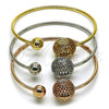 Aro Trio 07.282.0055 Oro Laminado, Diseño de Bola, Diamantado, Tres Tonos (Thickness, One size fits all)