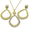 Juego de Arete y Dije de Adulto 10.379.0098 Oro Laminado, Diseño de Gota, Pulido, Tono Dorado