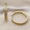 Argolla Huggie 02.237.0037.30 Oro Laminado, Diseño de File, con Blanca Micro Pave, Pulido, Tono Dorado