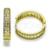 Argolla Huggie 02.237.0040.30 Oro Laminado, Diseño de File, con Blanca Micro Pave, Pulido, Tono Dorado