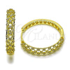 Argolla Huggie 02.204.0064.30 Oro Laminado, Diseño de File, con Blanca Zirconia Cubica, Pulido, Tono Dorado