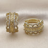 Argolla Huggie 02.266.0061.20 Oro Laminado, Diseño de Llave Griega, con Blanca Zirconia Cubica, Pulido, Tono Dorado