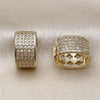 Argolla Huggie 02.266.0076.14 Oro Laminado, Diseño de Trébol de Cuatro Hojas, con Blanca Zirconia Cubica, Pulido, Tono Dorado
