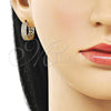 Argolla Huggie 02.283.0368.18 Oro Laminado, con Blanca Micro Pave, Pulido, Tono Dorado