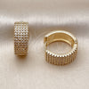 Argolla Huggie 02.283.0370.20 Oro Laminado, con Blanca Micro Pave, Pulido, Tono Dorado
