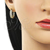 Argolla Huggie 02.283.0372.18 Oro Laminado, con Blanca Micro Pave, Pulido, Tono Dorado