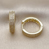 Argolla Huggie 02.283.0372.18 Oro Laminado, con Blanca Micro Pave, Pulido, Tono Dorado