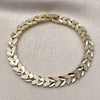 Pulsera Solida 03.213.0406.07 Oro Laminado, Diseño de Trébol de Cuatro Hojas, Diamantado, Tono Dorado (Thickness, 8 Inches Length)