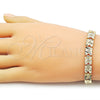 Pulsera Solida 03.213.0407.07 Oro Laminado, Diseño de Corazón, Diamantado, Tono Dorado (Thickness, 7 Inches Length)