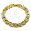 Pulsera Solida 03.213.0407.07 Oro Laminado, Diseño de Corazón, Diamantado, Tono Dorado (Thickness, 7 Inches Length)