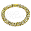 Pulsera Solida 03.213.0399.1.07 Oro Laminado, Diseño de Corazón, Diamantado, Tono Dorado (Thickness, 7 Inches Length)