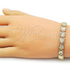 Pulsera Solida 03.213.0393.1.07 Oro Laminado, Diseño de Corazón, Diamantado, Tono Dorado (09 MM Thickness, 7 Inches Length)