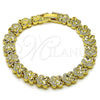 Pulsera Solida 03.213.0393.1.07 Oro Laminado, Diseño de Corazón, Diamantado, Tono Dorado (09 MM Thickness, 7 Inches Length)