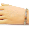 Pulsera Solida 03.213.0411.08 Oro Laminado, Diseño de Flor y File, Pulido, Tono Dorado (Thickness, 8 Inches Length)