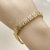 Pulsera Solida 03.213.0411.08 Oro Laminado, Diseño de Flor y File, Pulido, Tono Dorado (Thickness, 8 Inches Length)