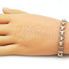 Pulsera Solida 03.196.0027.07 Oro Laminado, Diseño de Corazón, Diamantado, Tres Tonos (Thickness, 7 Inches Length)