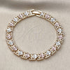 Pulsera Solida 03.196.0033.07 Oro Laminado, Diseño de Estrella, Diamantado, Tres Tonos (08 MM Thickness, 8 Inches Length)