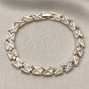 Pulsera Solida 03.196.0036.07 Oro Laminado, Diamantado, Tres Tonos (Thickness, 7 Inches Length)