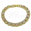 Pulsera Solida 03.196.0036.07 Oro Laminado, Diamantado, Tres Tonos (Thickness, 7 Inches Length)
