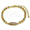 Pulsera Elegante 03.196.0040.07 Oro Laminado, Diseño de Guadalupe y Bola, Diseño de Guadalupe, Pulido, Tricolor