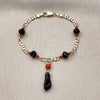 Pulsera Elegante 03.213.0228.06 Oro Laminado, Diseño de Mano de Figa y Mariner, con Cristal Negro, Pulido, Tono Dorado (Grosor 03 MM, 6 Pulgadas de Largo)