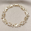 Pulsera Elegante 03.266.0061.08 Oro Laminado, Diseño de Besos y Abrazos y Mariposa, con Blanca Zirconia Cubica, Pulido, Tono Dorado (Thickness, 8 Inches Length)