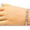 Pulsera Elegante 03.266.0062.07 Oro Laminado, Diseño de Besos y Abrazos y Corazón, con Blanca Zirconia Cubica, Pulido, Tono Dorado (08 MM Thickness, 8 Inches Length)