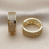 Argolla Huggie 02.283.0390.18 Oro Laminado, con Blanca Micro Pave, Pulido, Tono Dorado