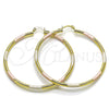 Argolla Mediana 02.213.0881.1.60 Oro Laminado, Diseño de Hueco, Diamantado, Tres Tonos