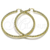 Argolla Extra Grande 02.170.0592.80 Oro Laminado, Diseño de Hueco, Diamantado, Tono Dorado