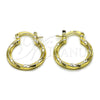 Argolla Pequeña 02.170.0543.20 Oro Laminado, Diseño de Torcido, Diamantado, Tono Dorado