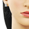 Arete Dormilona 02.342.0047.1 Rodio Laminado, con Micro Pave Blanca, Pulido, Rodinado