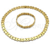 Collar y Pulsera 06.231.0034.2 Acero Inoxidable, Diseño de Besos y Abrazos y Corazón, Pulido, Tono Dorado