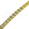 Pulsera Tennis 03.283.0554.07 Oro Laminado, Diseño de Corazon, con Micro Pave Blanca, Pulido, Dorado