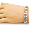 Pulsera Tennis 03.283.0554.07 Oro Laminado, Diseño de Corazón, con Blanca Micro Pave, Pulido, Tono Dorado (Thickness, 8 Inches Length)