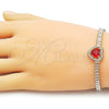 Pulsera Elegante 03.283.0446.1.07 Oro Laminado, Diseño de Corazon y Baguette, Diseño de Corazon, con Zirconia Cubica Granate y Blanca, Pulido, Dorado