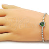 Pulsera Elegante 03.283.0559.07 Oro Laminado, Diseño de Corazon y Cluster, Diseño de Corazon, con Zirconia Cubica Verde y Blanca, Pulido, Dorado