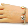 Pulsera de Dije 03.213.0426.07 Oro Laminado, Diseño de Corazón y Miami Cubana, Pulido, Tono Dorado (Thickness, 7 Inches Length)