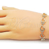 Pulsera Tennis 03.213.0427.08 Oro Laminado, Diseño de Corazon, con Zirconia Cubica Blanca, Pulido, Dorado