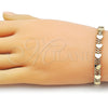 Pulsera Elegante 03.213.0430.08 Oro Laminado, Diseño de Corazon y Bismarco, Diseño de Corazon, Pulido, Dorado