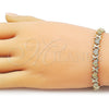 Pulsera Tennis 03.213.0431.07 Oro Laminado, Diseño de Besos y Abrazos, Mate, Tono Dorado (Grosor 06.8 MM, 8 Pulgadas de Largo)