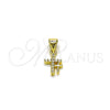 Dije Religioso 05.213.0194 Oro Laminado, Diseño de Cruz, con Blanca Zirconia Cubica, Pulido, Tono Dorado