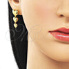 Arete Largo 02.282.0119 Oro Laminado, Diseño de Corazón, Pulido, Tono Dorado