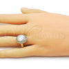 Anillo Multi Piedra 01.424.0001 Oro Laminado, Diseño de Cluster, con Blanca Zirconia Cubica and Blanca Micro Pave, Pulido, Tono Dorado (One size fits all)