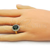 Anillo Multi Piedra 01.424.0001.2 Oro Laminado, Diseño de Cluster, con Verde Zirconia Cubica and Blanca Micro Pave, Pulido, Tono Dorado (One size fits all)
