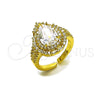 Anillo Multi Piedra 01.424.0002 Oro Laminado, Diseño de Gota y Cluster, con Blanca Zirconia Cubica, Pulido, Tono Dorado (One size fits all)