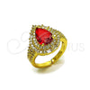 Anillo Multi Piedra 01.424.0002.1 Oro Laminado, Diseño de Cluster y Gota, con Granate and Blanca Zirconia Cubica, Pulido, Tono Dorado (One size fits all)